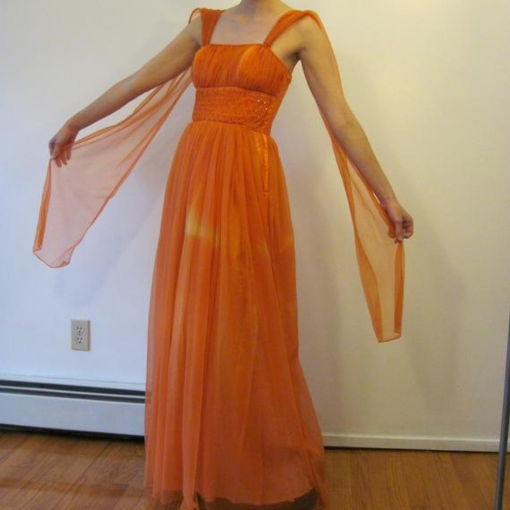 1950s vintage orange gown
